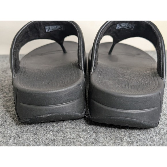 Fitflop Women's Walkstar Flip Flop Sandals Black Size 6 Stitched Leather - Picture 4 of 10